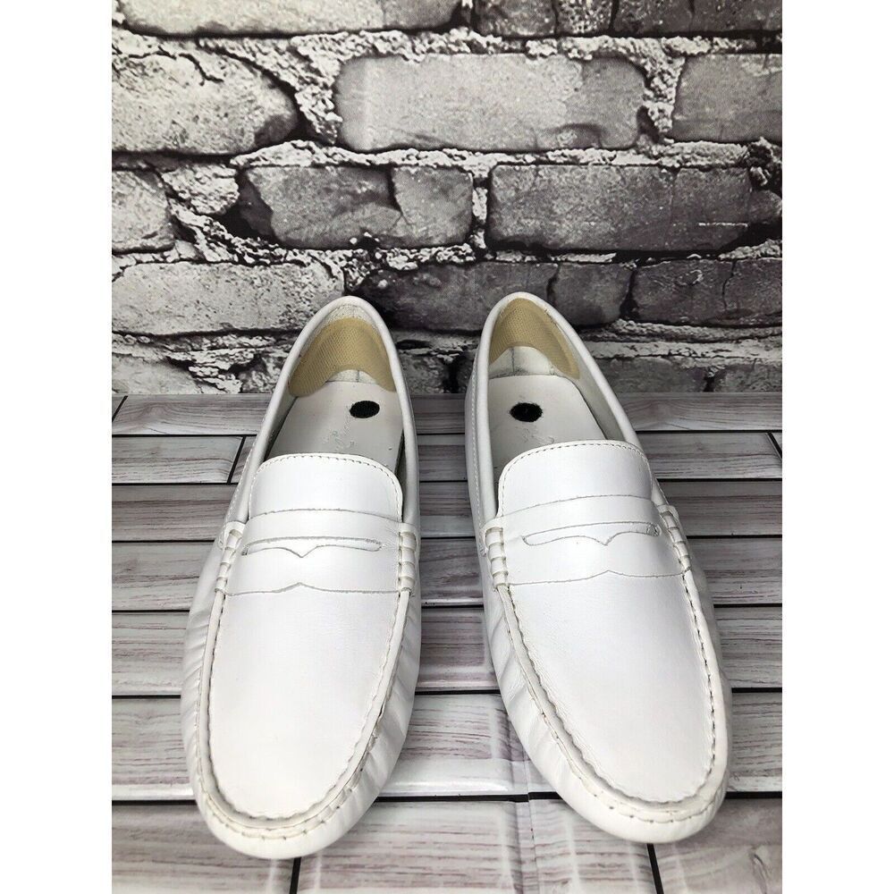 Massimo Matteo Firenze White Leather Driving Moccasins Flats Shoes Women Sz 10B